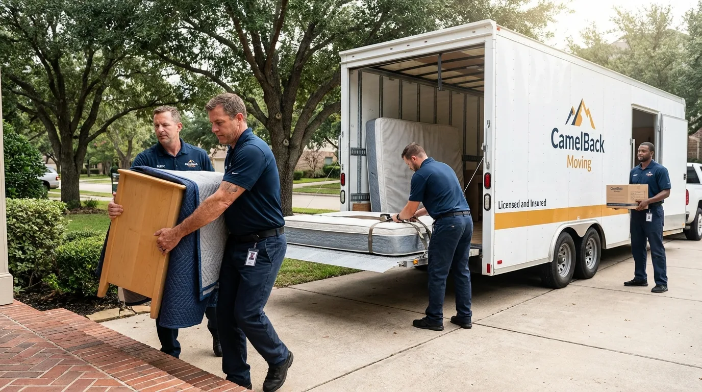 Crew loading residential truck for cross-state move from Lake Placid, FL