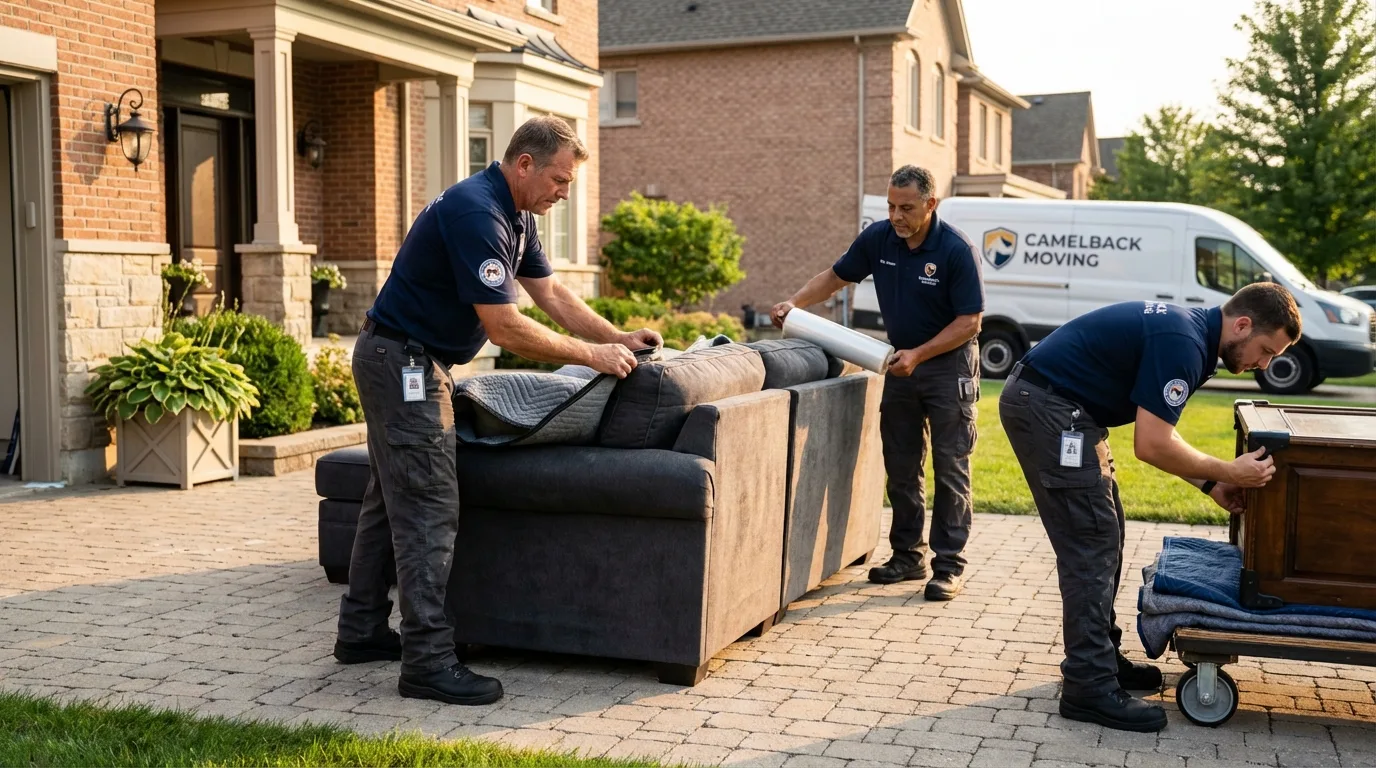 Large estate moving crew wrapping furniture in Lake Placid, FL